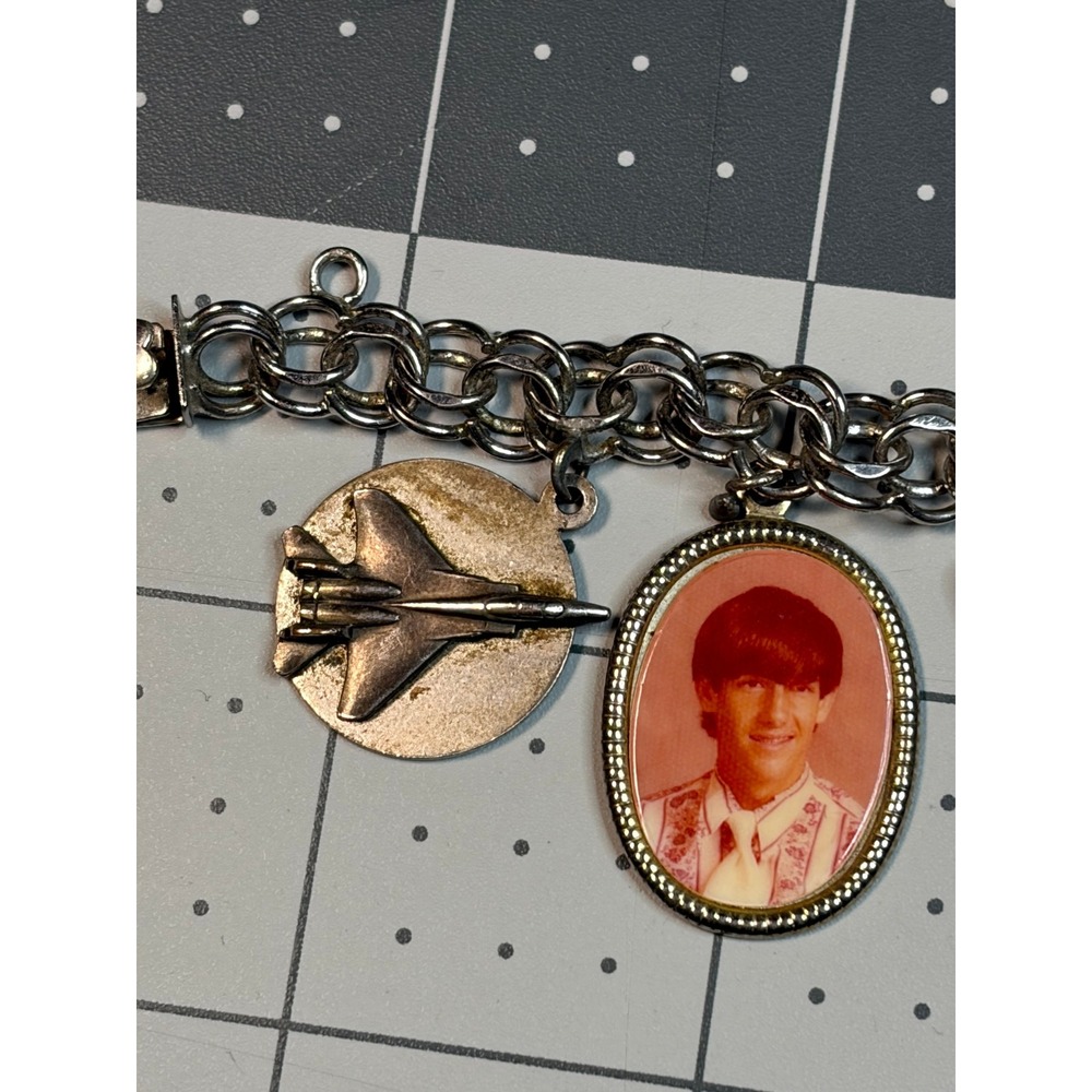 Vintage Elco Sterling Silver US Air Force Charm Bracelet Military Photo Charms - Picture 7 of 7